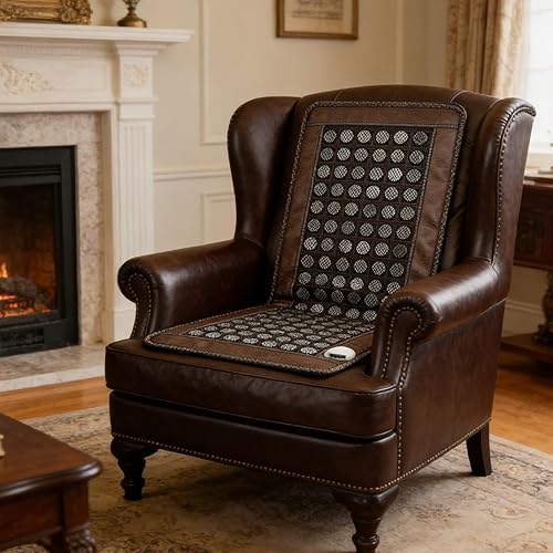 Miniatura 7 de Almohadilla térmica de infrarrojos lejanos para espalda completa, 20 x 59 pulgadas, 138 piedras de turmalina de jade natural, alfombrilla térmica