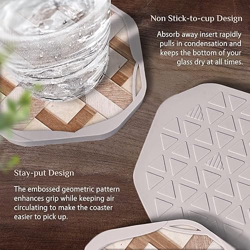 Miniatura 5 de UMIRRO Posavasos de fieltro absorbentes para bebidas, posavasos rústicos de granja para decoración de mesa auxiliar, pequeñas ideas de regalo de