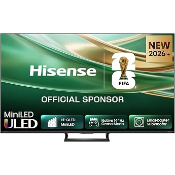 Hisense 55E8DS Fernseher 55 Zoll, 4K UHD, Hi-QLED Mini LED, Smart TV, 144Hz, Hi-View AI Engine, Dolby Vision.Atmos, Unibody S