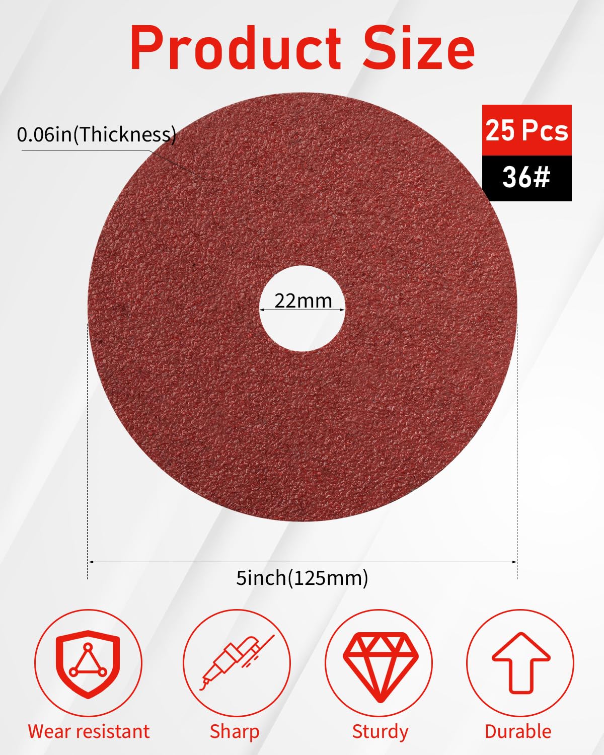 5" Angle Grinder Sanding Discs - 25 Pack -5