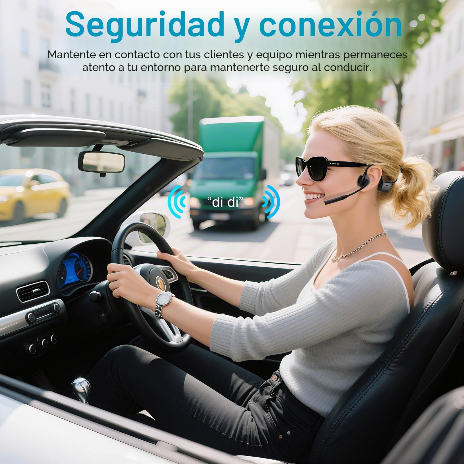 ZIOCOM Auriculares Oreja Abierta, Auriculares Bluetooth 5.1 con Mic, cancelación de Ruido ENC y botón Mute, AptX-LL Wireless Headset for Office Driving Working Home-10 Hrs(Negro)