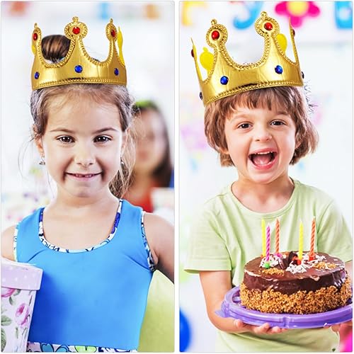 Miniatura 8 de Nuobesty Birthday Crown King Crown for Adults Kids Fabric Golden Party Hat Adjustable Princess Costume Photo Prop 4Pcs 23inch