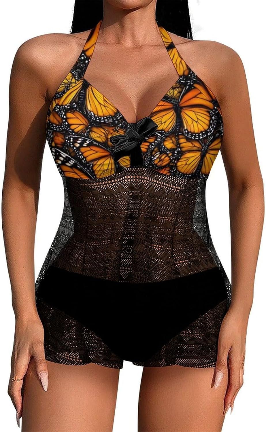 Two Piece Swimsuit for All Women, Backless V Neck Monokini Bathing Suit