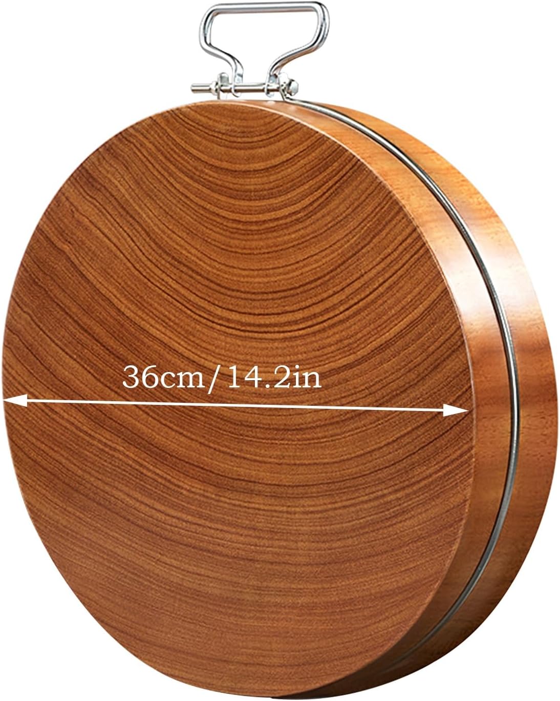 Cutting Board Round With Handle Iron Wood Chopping Board For Kitchen Charcuterie Board For Meat, Fruit, Cheeze Easy To Clean(36cm/14.2in)