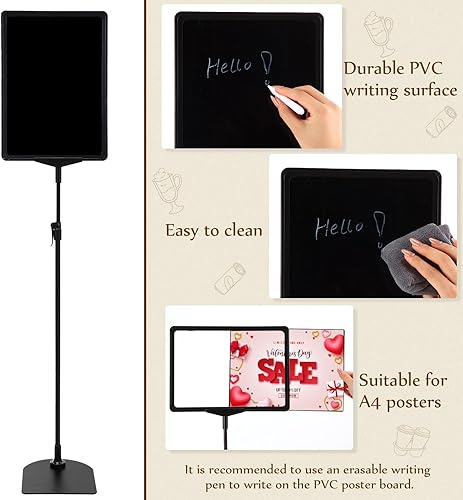 Miniatura 4 de PerKoop Paquete de 12 soportes ajustables para carteles de 8.7 x 12 pulgadas, soporte de pie de pedestal resistente, vertical y horizontal,