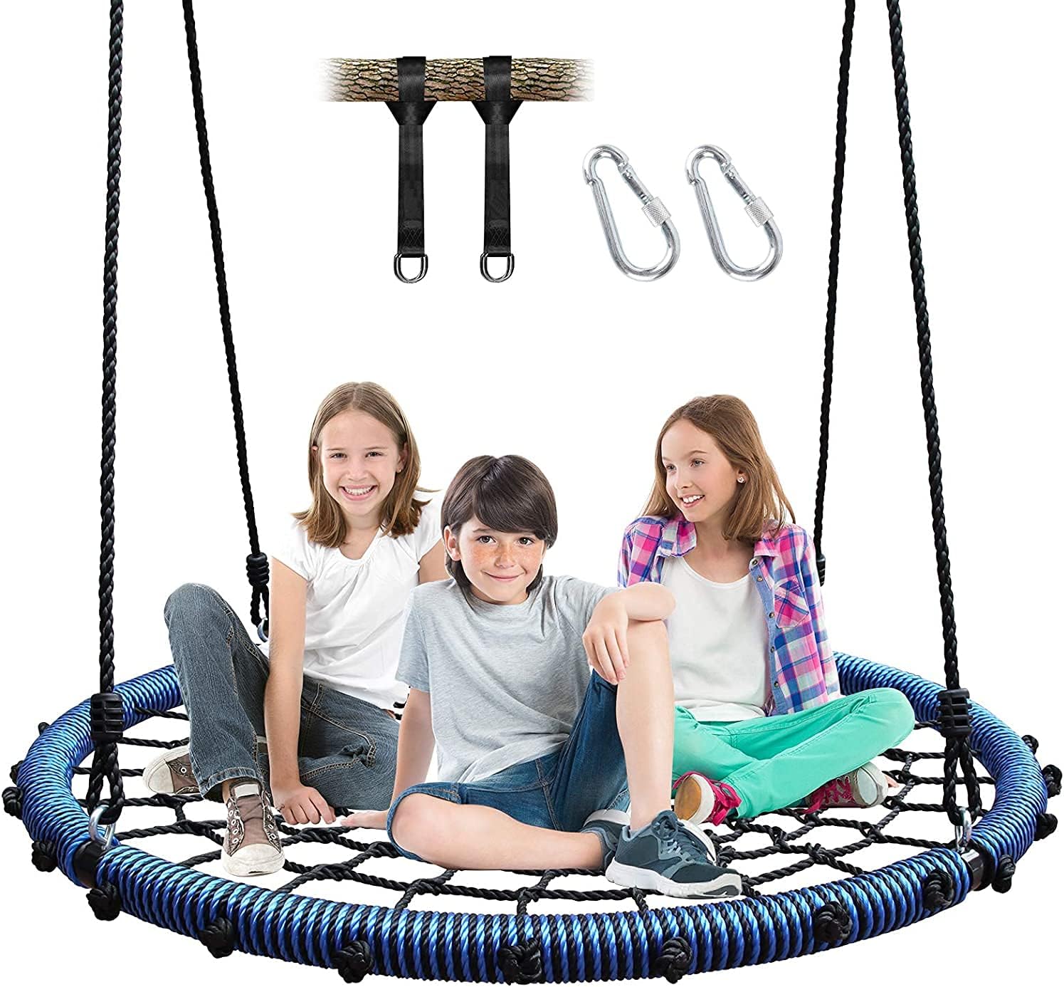 Crazy Clearance Saucer Tree Swing for Kids Adults, 750lb Weight Capacity 40 Inch Swing Set Outdoor Rope Tree Swing with Big Saucer 2pcs 10ft Tree Hanging Straps, Blue Flash Deals - 40% OFF Saucer Tree Swing for Kids Adults, 750lb Weight Capacity 40 Inch Swing Set Outdoor Rope Tree Swing with Big Saucer 2pcs 10ft Tree Hanging Straps, Blue