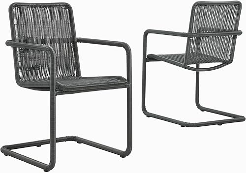 Modway Abacus - Juego de 2 sillas de comedor de mimbre para exteriores, color pizarra