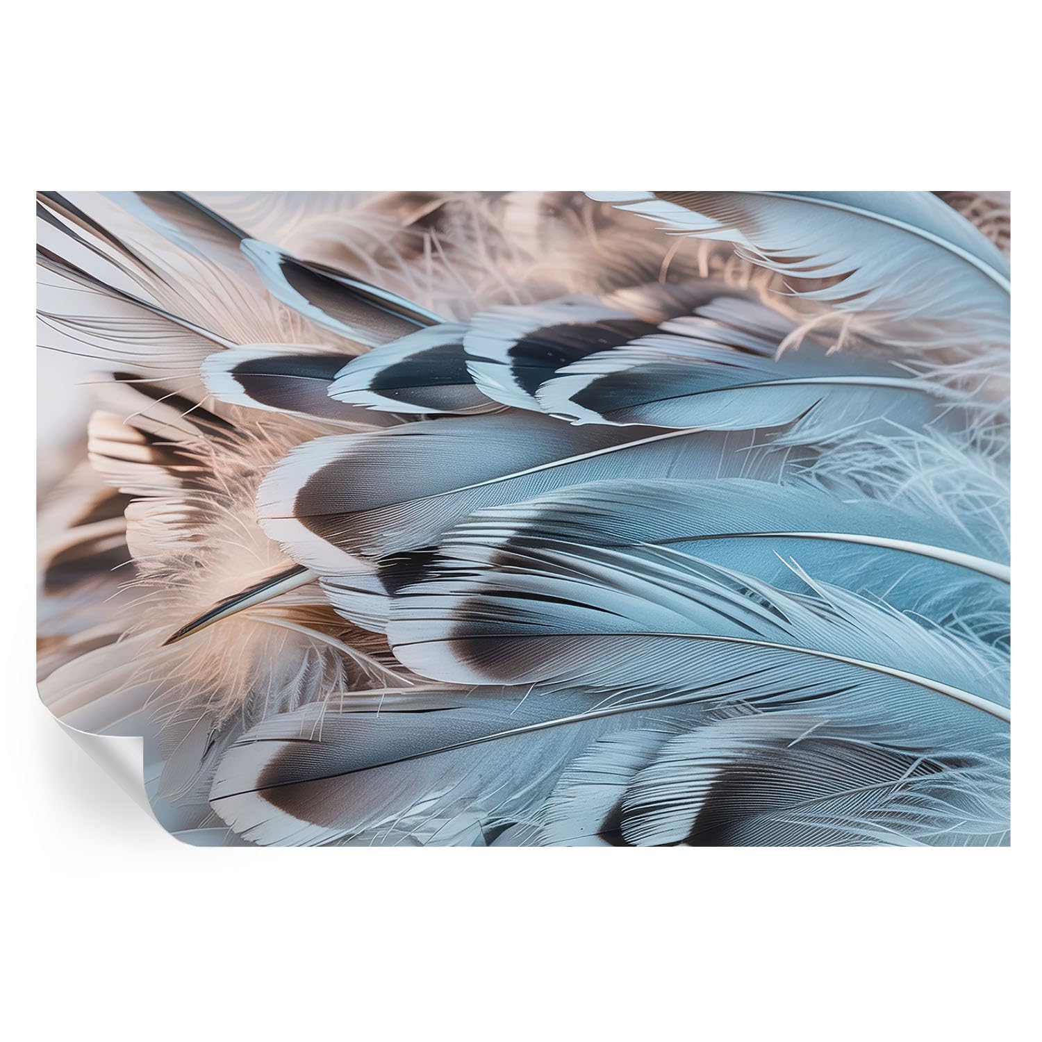 Revestimiento adhesivo de pared con plumas azules de 104x70 cm para decoracion del hogar