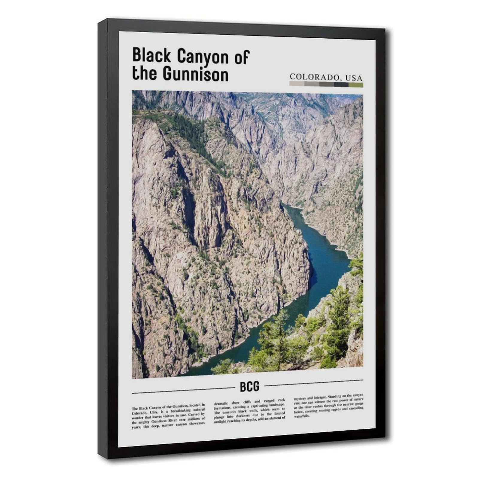 Wcyb Black Frame Black Canyon Ofthe Gunnison Colorado The United States Of America Scenery Travel Prints Posters Canvas Deco Paintings Wall Art For Office Hangable Fra