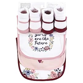 Hudson Baby Infant Girl Cotton Bib and Sock Set, Girls World, One Size