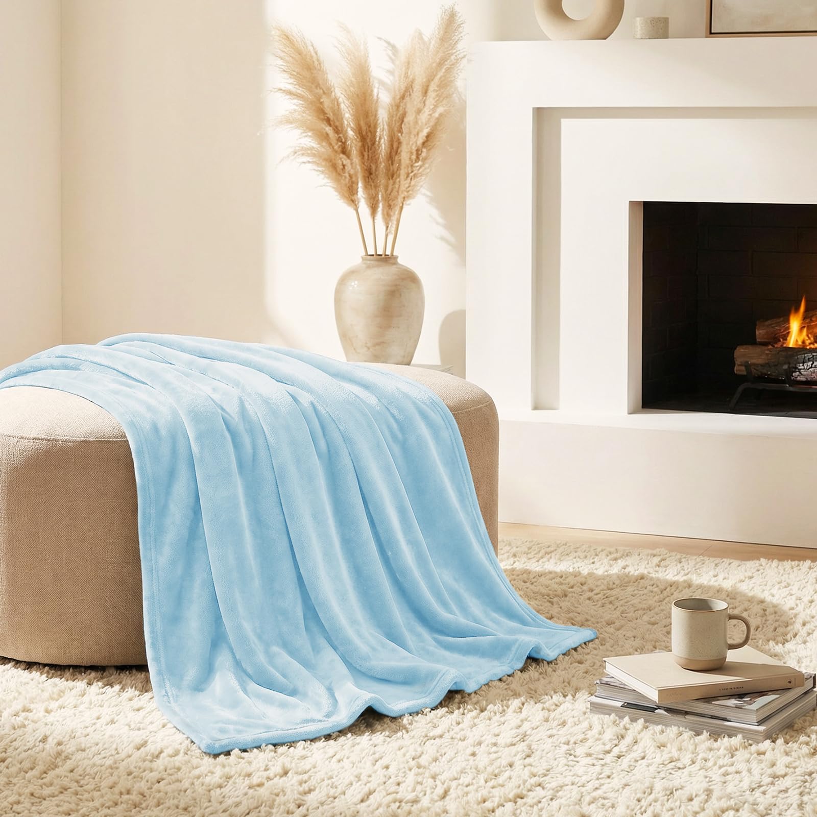 CozyLux Kuscheldecke Flauschig Decke 220x240 cm Hellblau