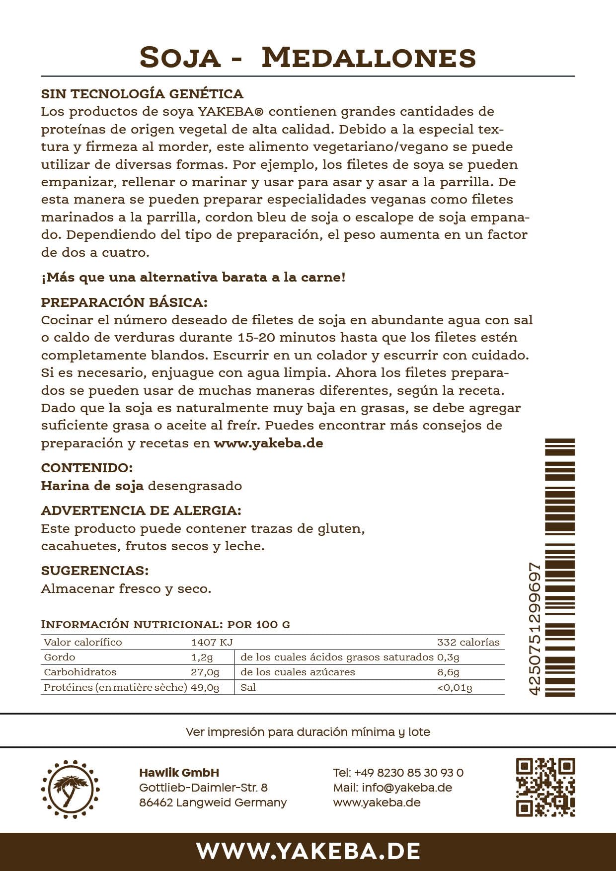 Yakeba | Nuggets de soja | Filetes/Medallones | 500g | Cultivado en Europa | Sustituto vegano de la carne | Soja Texturizada | Rico en proteínas | Alternativa al seitán o al tofu