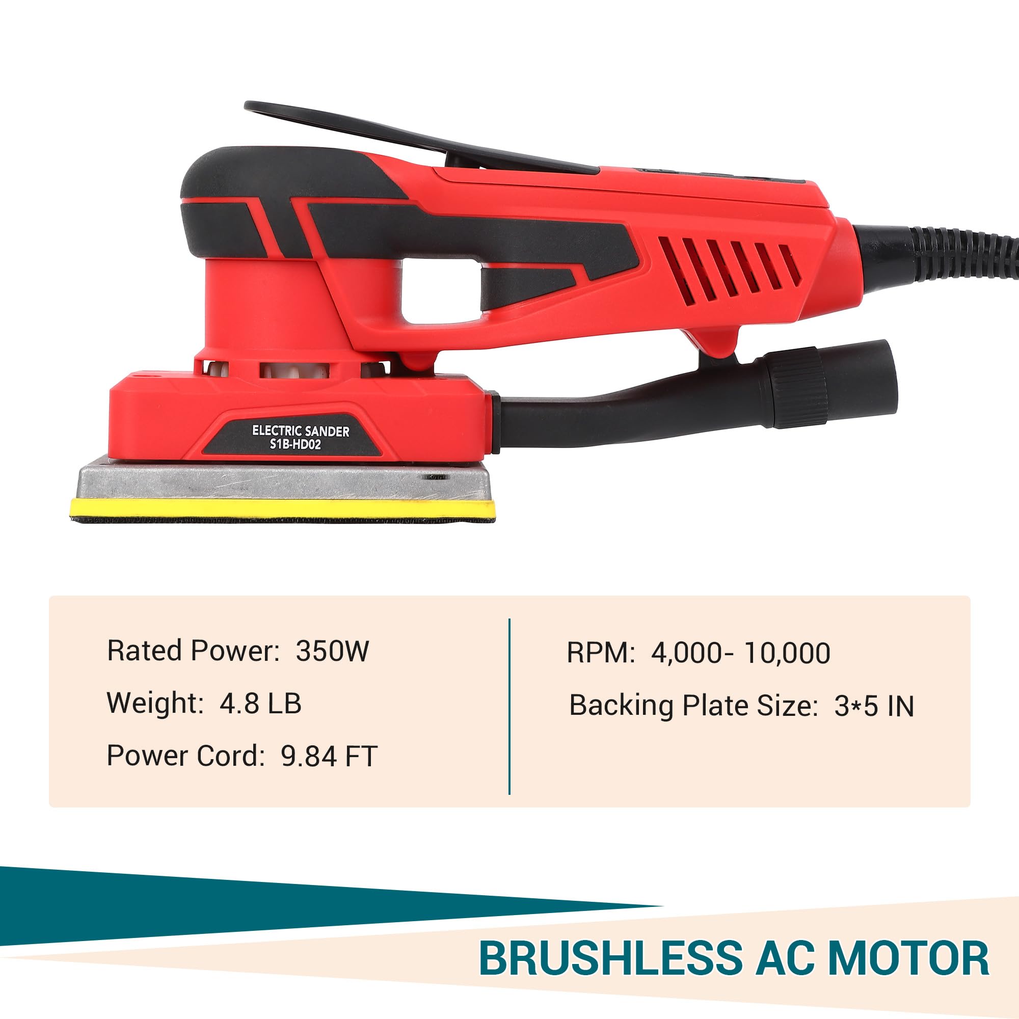 Ponceuse excentrique sans balais 350W, Faible vibration