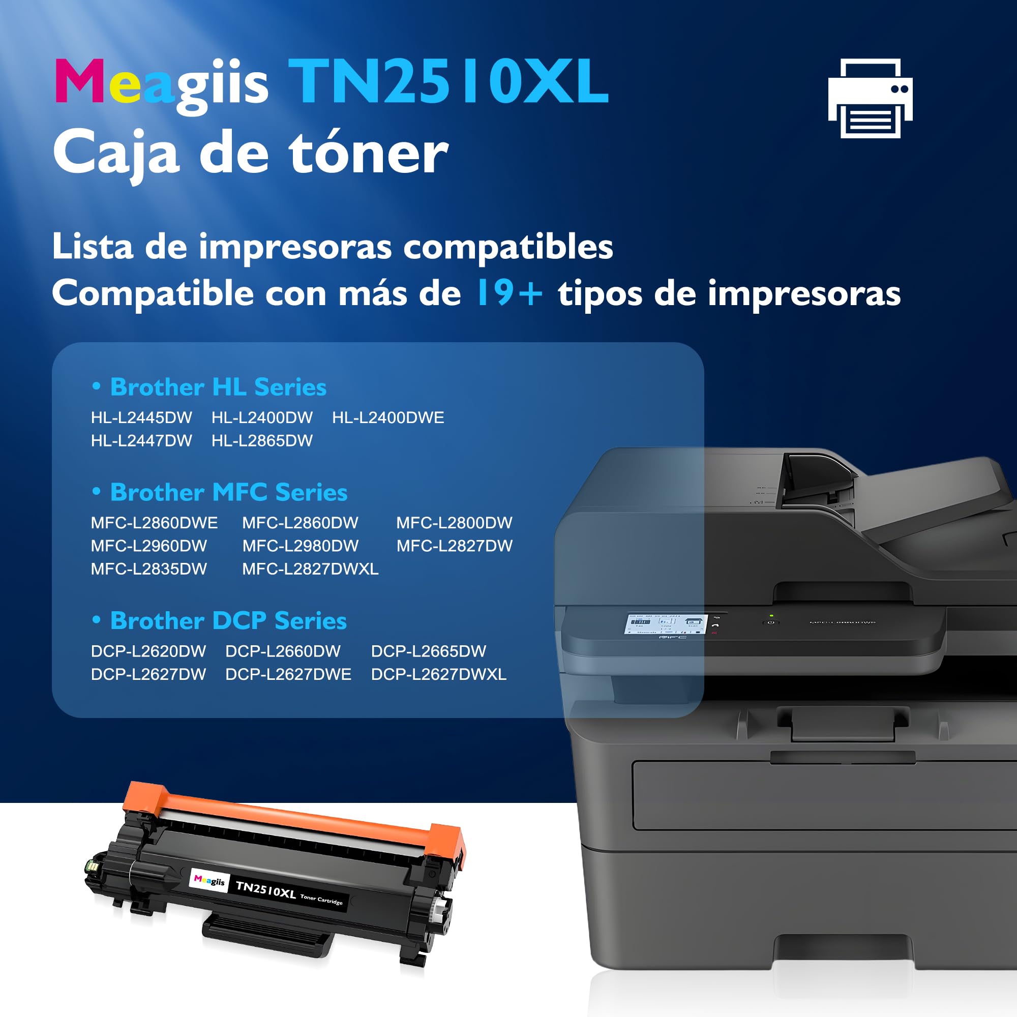 TN2510XL Toner Compatible con Brother TN2510 XL (con Chip, 1 Negro) | Compatible con Brother DCP-L2627DWE DCP-L2660DW MFC-L2860DWE MFC-L2800DW MFC-L2860DW MFC-L2827DW HL-L2400DWE HL-L2445DW