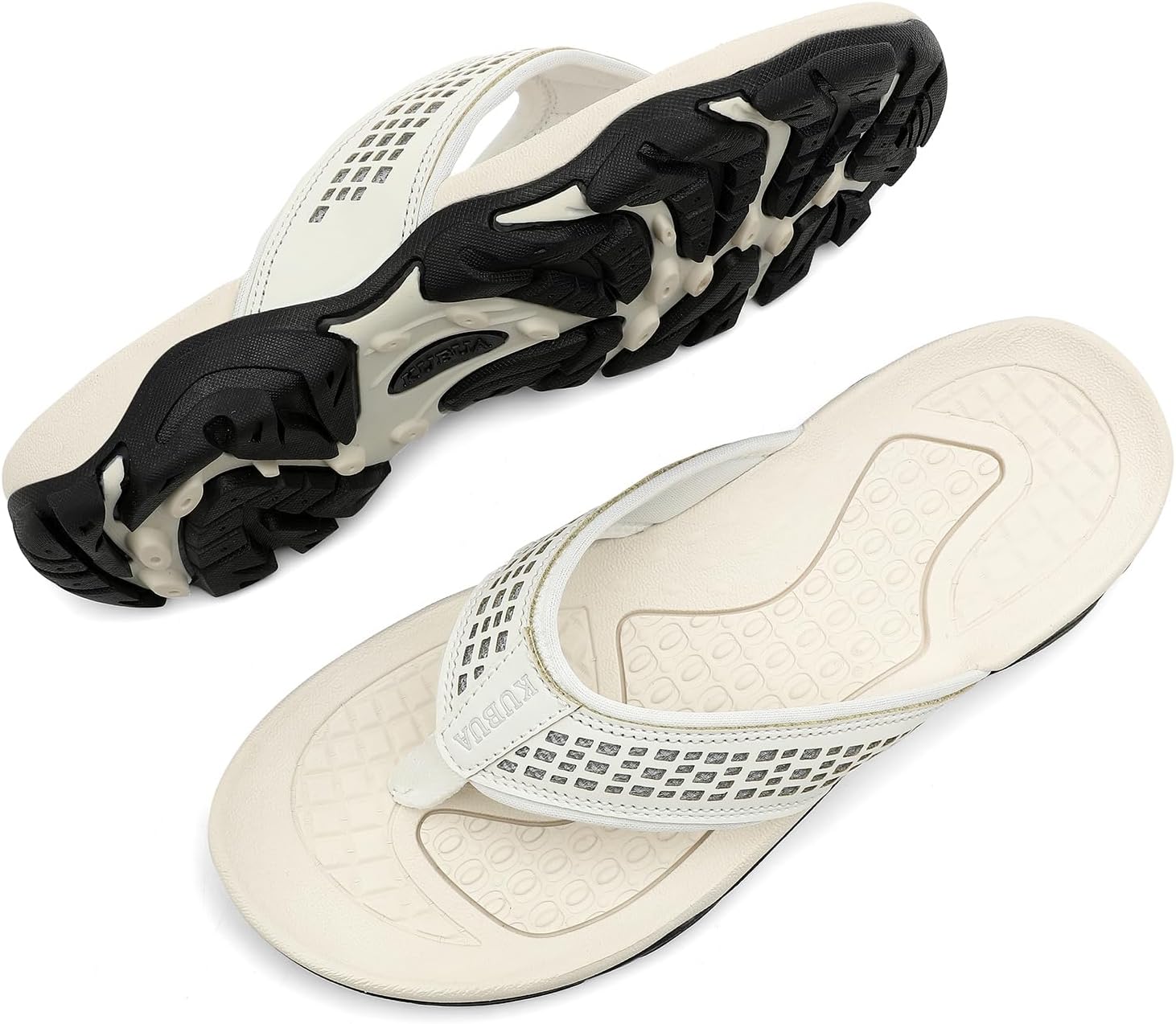 KUBUA Men's Beach Flip-Flops Water Sandals Outdoor Athletic Thong Sandal Slippers
