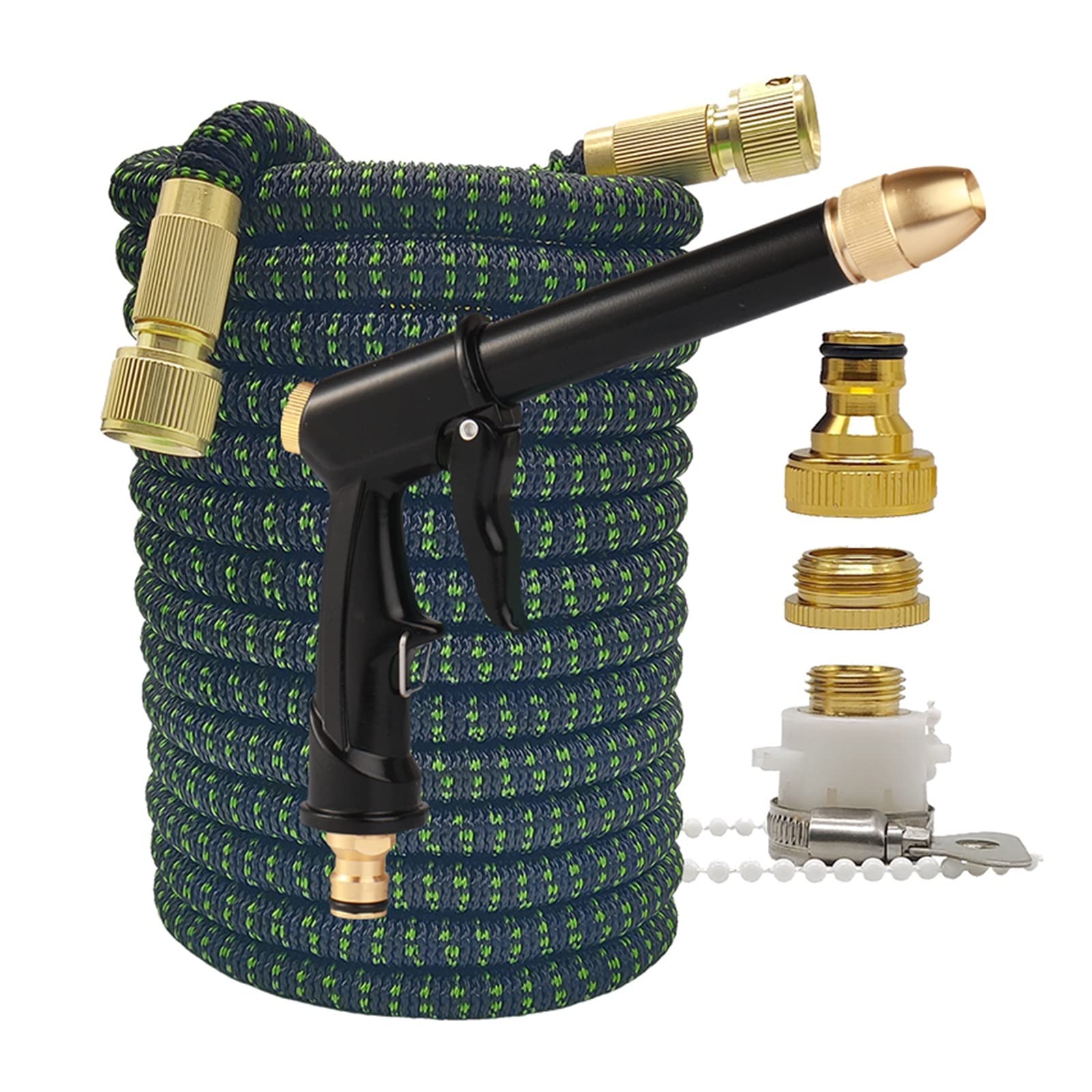 Manguera for el hogar y el jardín, manguera de riego extensible mágica de alta presión for lavado de coches, herramienta de riego for granja(Hose with gun 5,100ft)