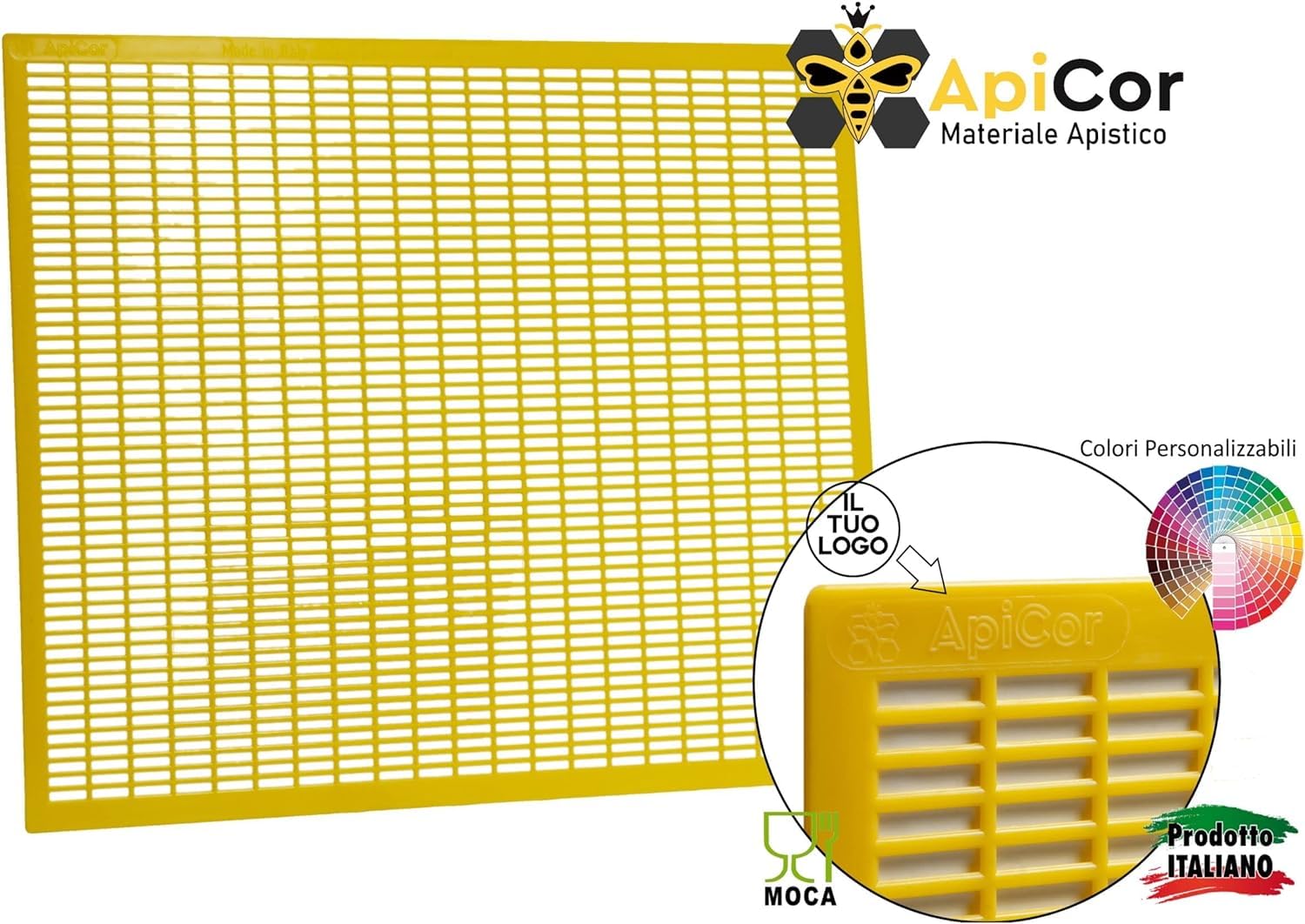 50 Pezzi ApiCor Escludi Regina Plastica Alimentare 43x50 cm Giallo Made in Italy