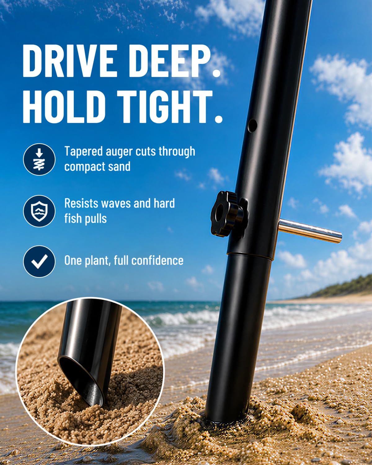 SPARKWHIZ Supports de canne à pêche en aluminium avec pointes de sable