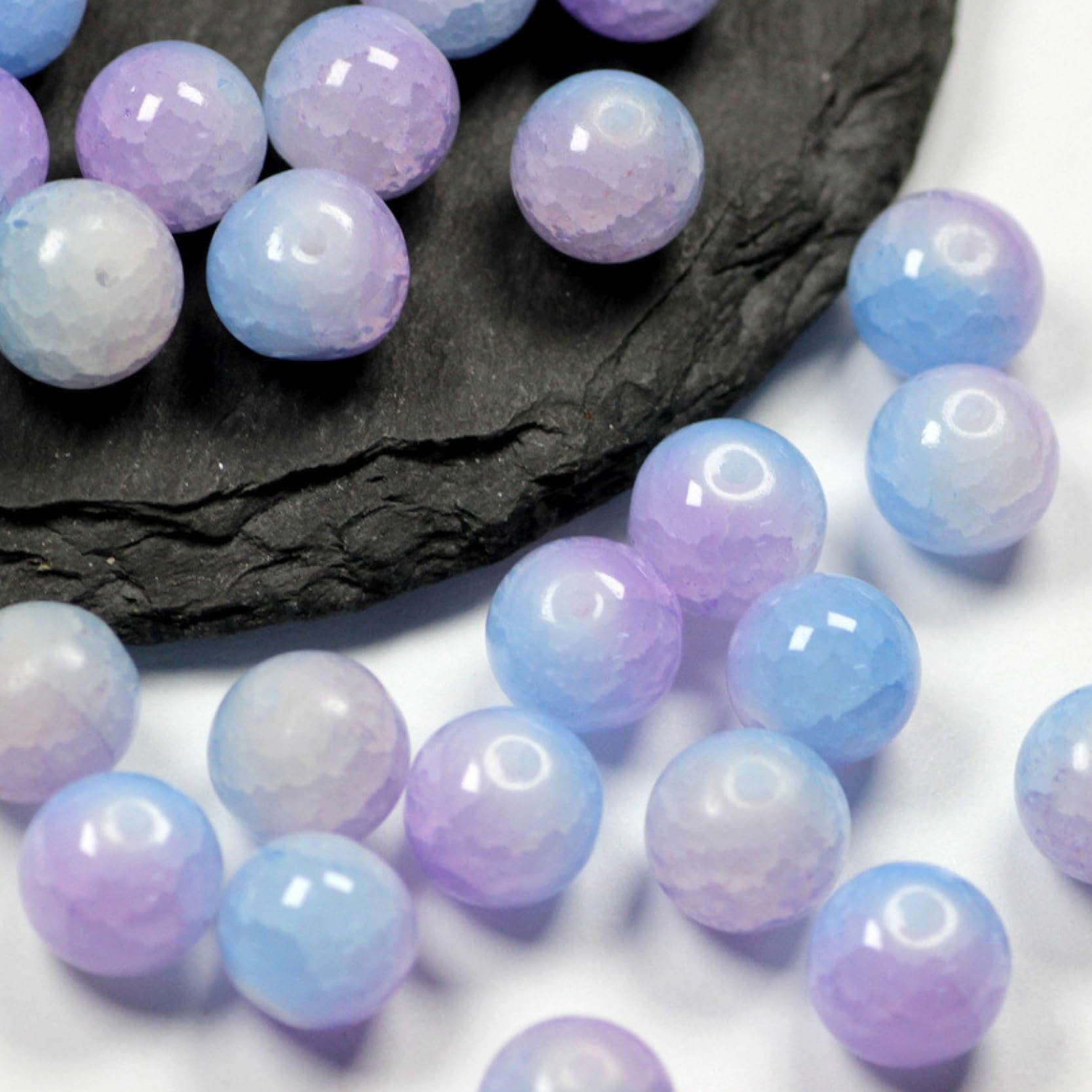 Perles en vrac 200 pièces de perles rondes craquelées colorées de 10MM en vrac