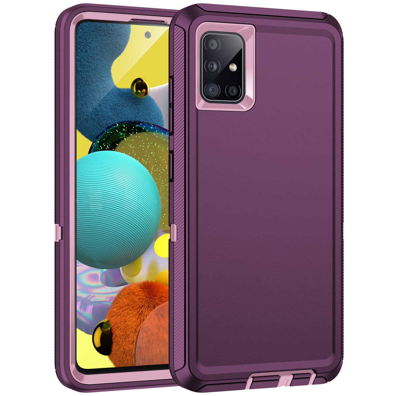 Mieziba for Galaxy A51 5G Case,Shockproof Dropproof Dustproof 3-Layer Full Body Protection Rugged Heavy Duty High Impact Hard Cover Case for Samsung