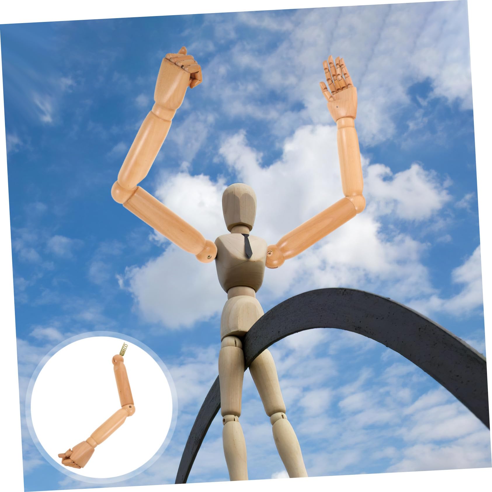 Bras de Mannequin Articulé en Bois Khaki, Paire pour Mannequin