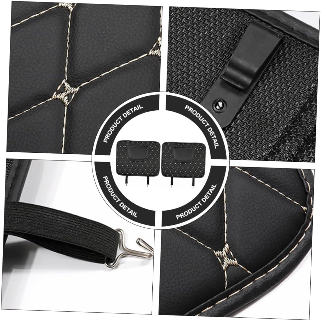 2pcs Car Kick Mats Protector for Leather Seats Pu Back Cover Storage Pockets Easy to Clean Auto Seat Protector for Suvs Trucks and Minivans
