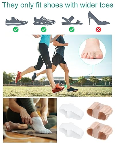 Miniatura 6 de BLATOWN 4 separadores de dedos correctores de juanetes para mujeres y hombres, espaciadores de gel para dedos grandes con 2 bucles para pies,
