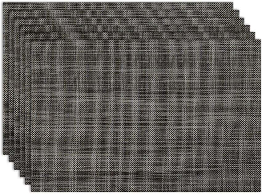 Juego de 6 manteles individuales de vinilo lavables para interiores y exteriores, para mesa de comedor, duraderos, antideslizantes, resistentes al