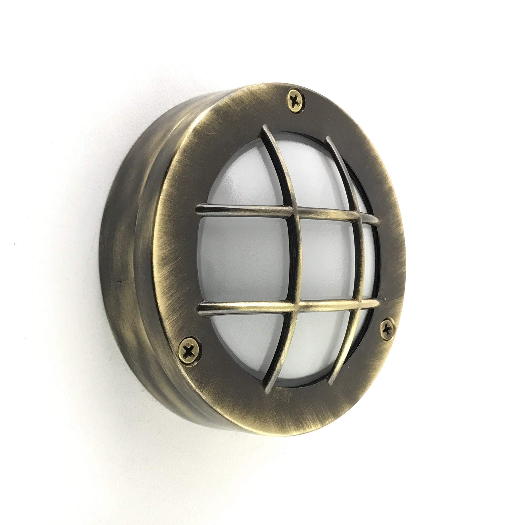 KsH and Co Alcmene IP64 Brass Oxide Small Round Light with Grid