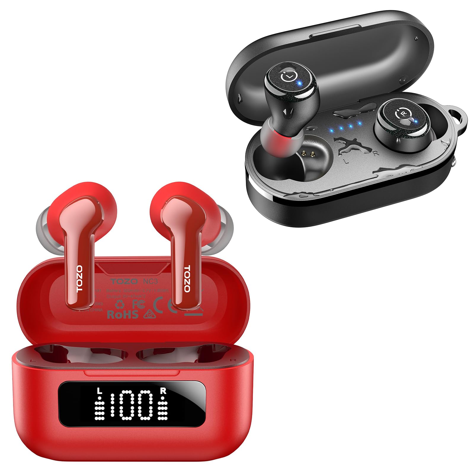 TOZO Hybrid Active Noise Cancelling Wireless Earbuds T10 Wireless Earbuds Bluetooth 5.3 Headphones