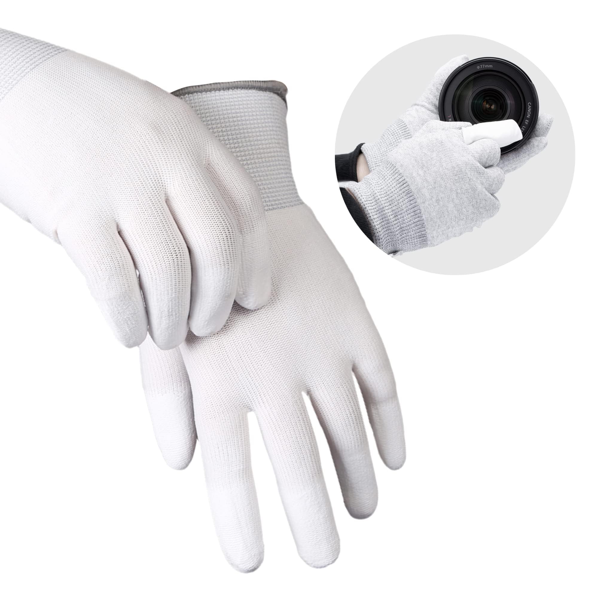 VSGO Guanti di pulizia per fotocamera, guanti di pulizia antistatici professionali, colore bianco, senza polvere, compatibili con fotocamera, sensore di pulizia o altri strumenti di precisione