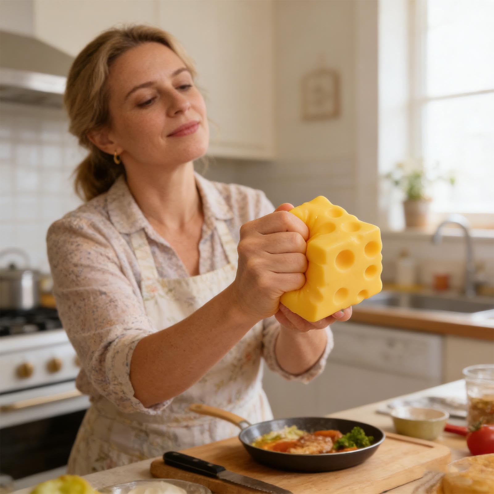 Giocattolo Spremibile A Forma Di Formaggio Giallo, Palla Antistress Quadrata Spremere Al Formaggio, Gioco Morbido Da Pizzicare Per Giovani, Impiegati, Studenti