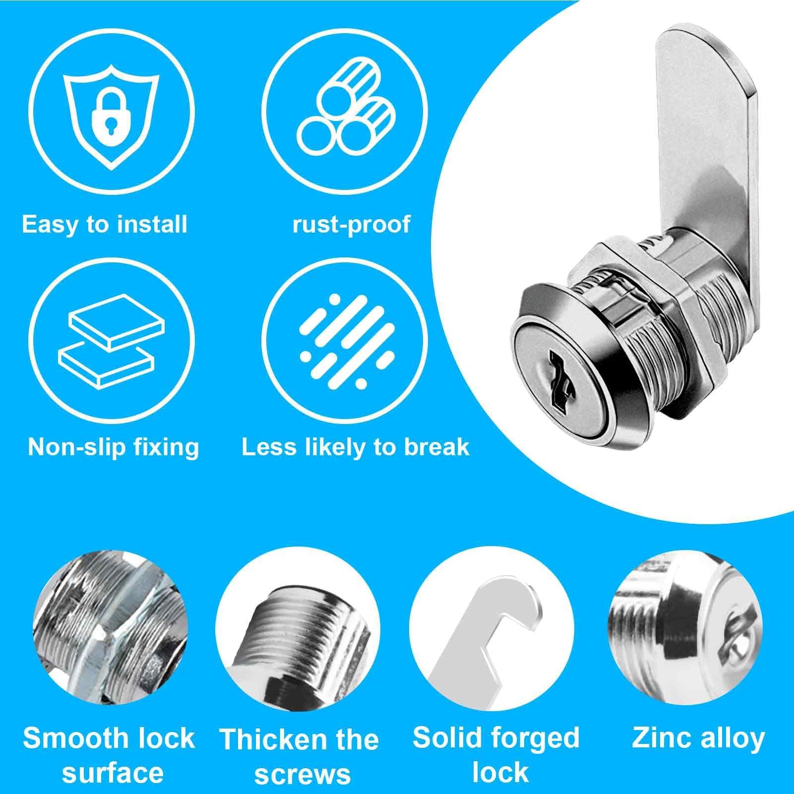 Serratura Tubolare Per Cassetta Postale - 16mm Con 4 Chiavi E 4 Piastre, Taoduod - Foto 14