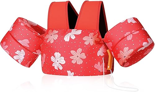 Vista 10 de MoKo - Chaleco de natación para niños entre 20, 30, 40 y 50 libras, banda para los brazos bonita con caricaturas, para piscina o deportes acuáticos