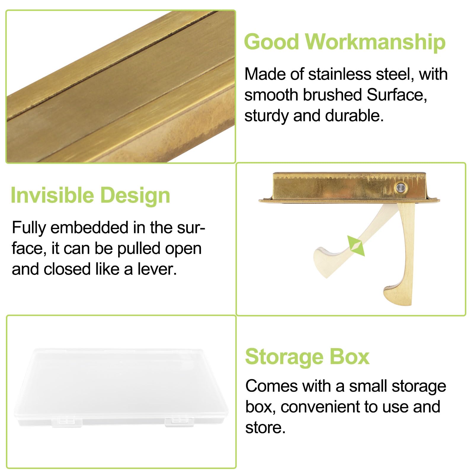 UFURMATE Flush Mount Door Pull 1 Pack 304 Stainless Steel Recessed Door Handle Hardware Brushed Pocket Hidden Edge Pull for Closet Pocket (Brushed Gold) - Image 4