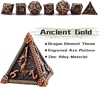 Vista 3 de AUSTOR Juego de dados de metal DND de 7 troqueles, juego de dados poliédricos de Calabozos y Dragones con caja D20 D12 D10 D% D8 D6 D4
