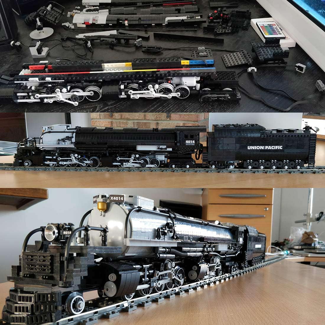 Big Boy RC Zug Bausteine, 1/40 Dampflokomotive-KlemmbausteineMOC-Display-Modelleisenbahn für Erwachsene (3200 Teile)