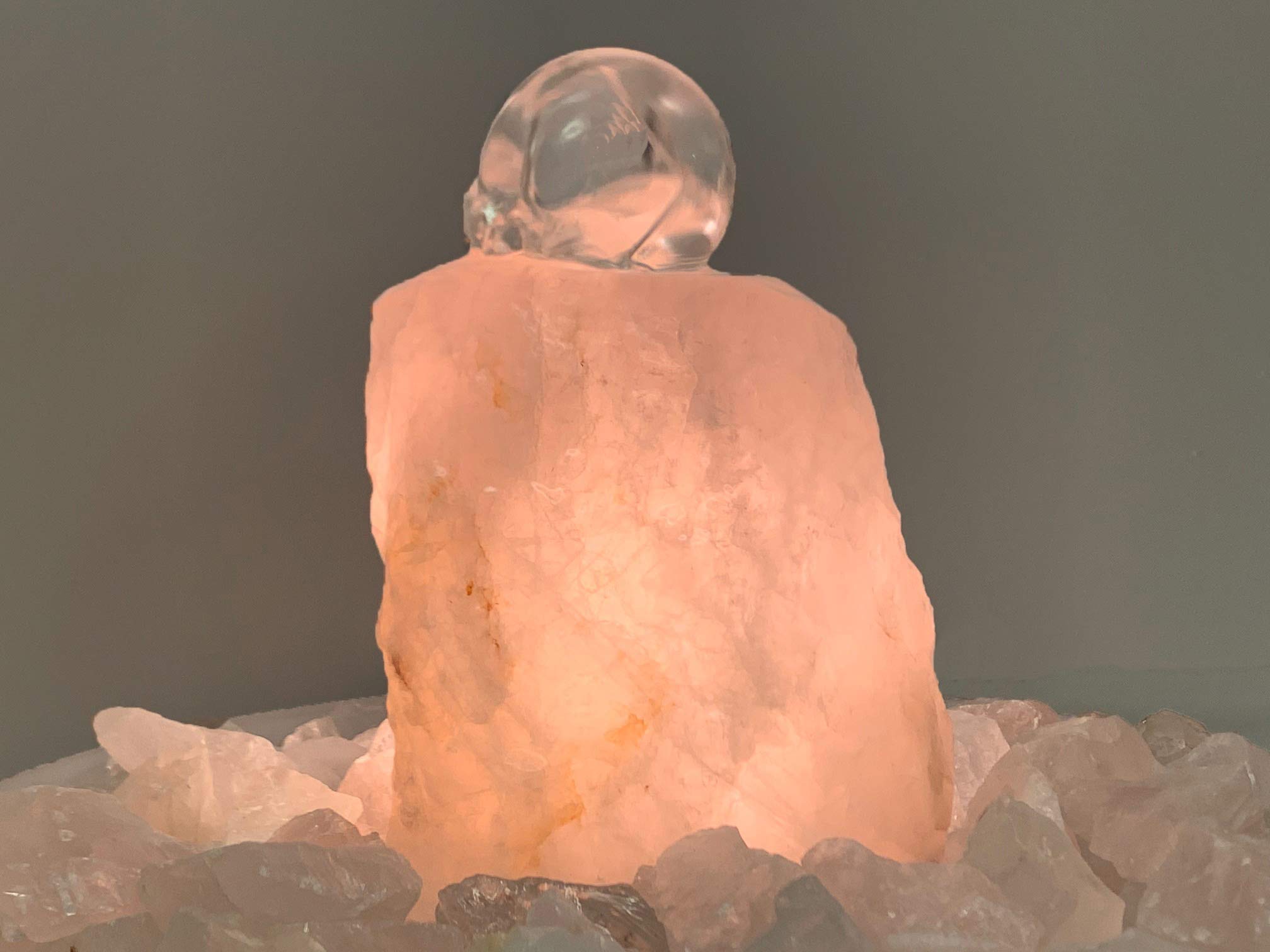 Kugelbrunnen Salonica Rosenquarz mit Beleuchtung (Schalenfarbe: Rosa)