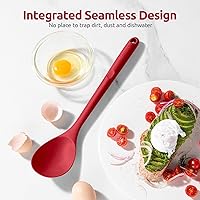 Vista 8 de 600ºF Heat Resistant Silicone Spoon: U-Taste 13.3in Solid Kitchen Cooking Spoon, Nonstick Food Grade Large & Long Soup Rubber Utensil for Mixing