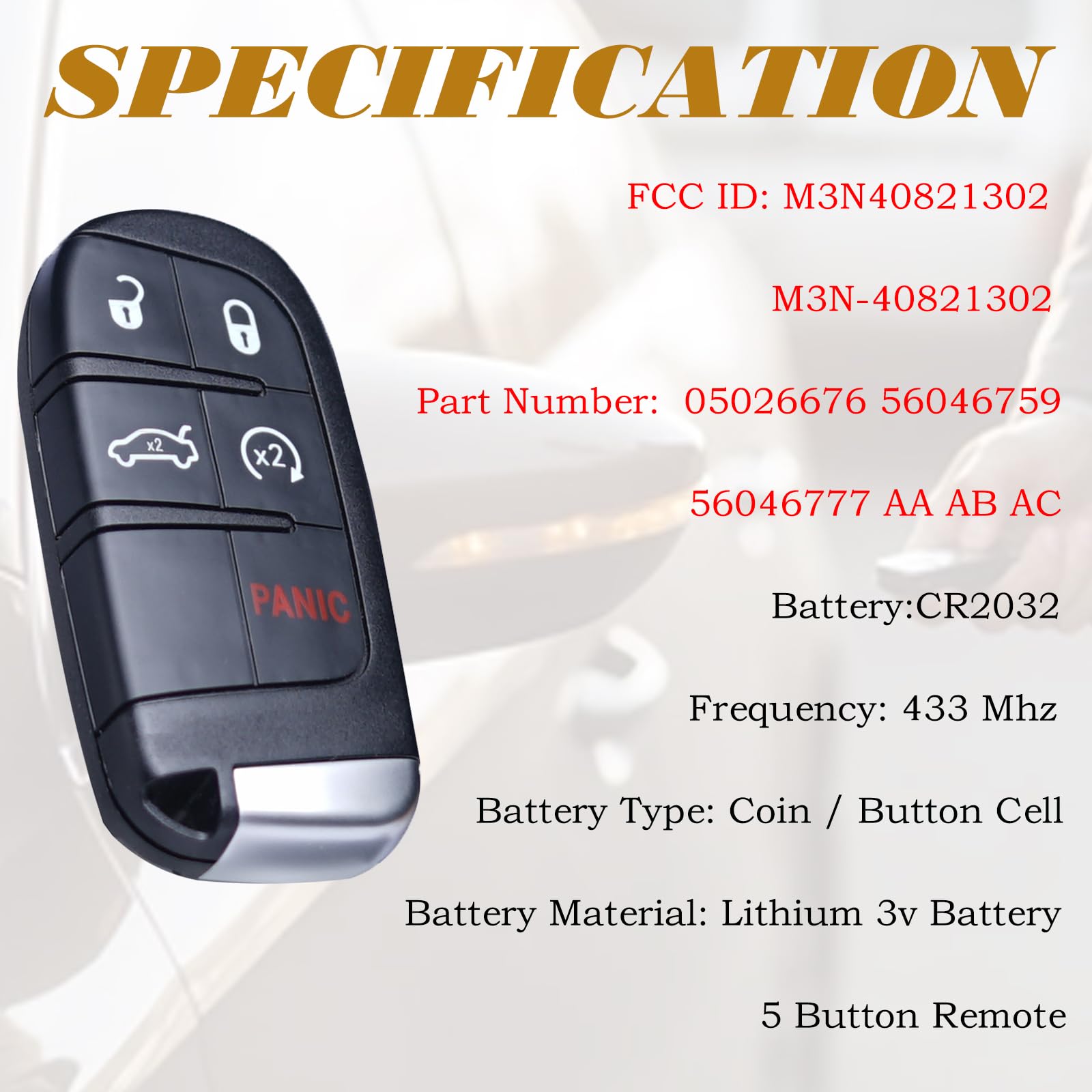 Z Automotive Tazer Dodge Charger Car Key Fob Replacement Fits For