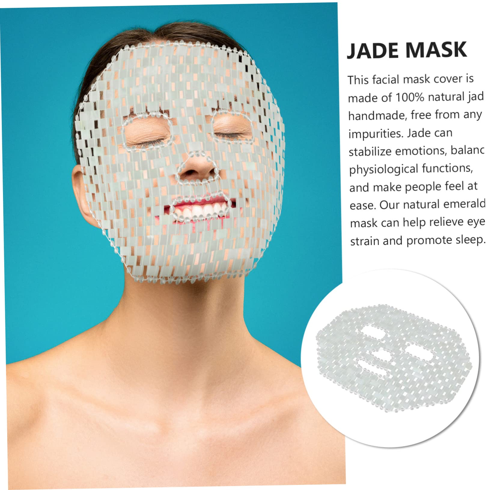 VICASKY Natürliche Grüne Jadesteinmaske für Gesichtsmassage und Hautpflege Schmerzlindernd und Entspannend für Home Spa und Anti Aging Anwendung