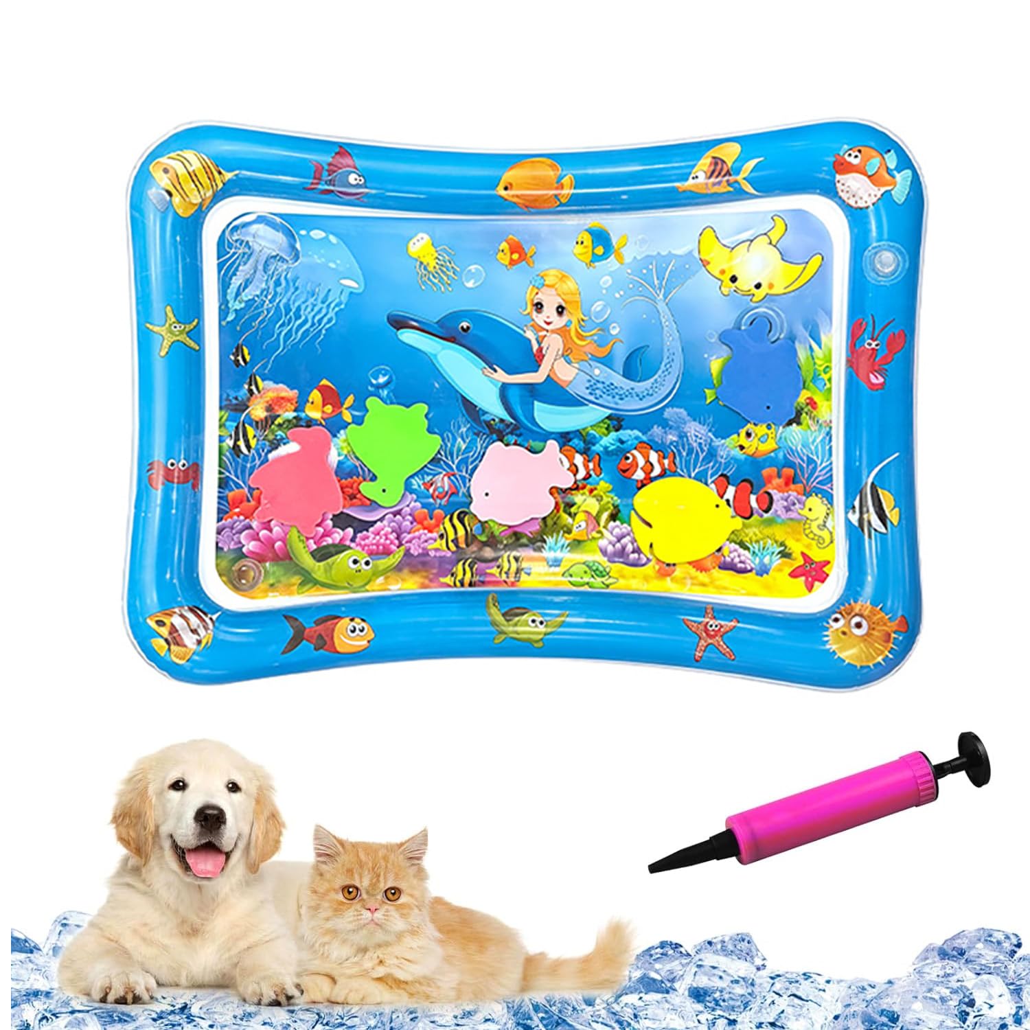 Pet Water Sensory Mat for Cats,Water Play Sensory Mats,Inflatable Cool Mat for Cats Dogs,Indoor and Outdoor Use (B)