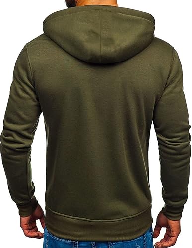 Miniatura 3 de Sudaderas casuales con capucha para hombre, con cremallera completa, para gimnasio, deportes, correr, bolsillos con cremallera, cuello alto, manga