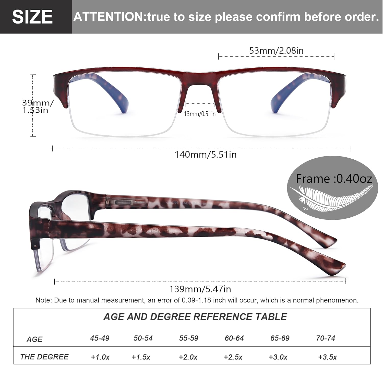 EYEURL 4-Pack Half Frame Blue Light Reading Glasses for Men Rectangle Semi Rimless Readers for Women Spring Hinge Eyeglasses - Image 3