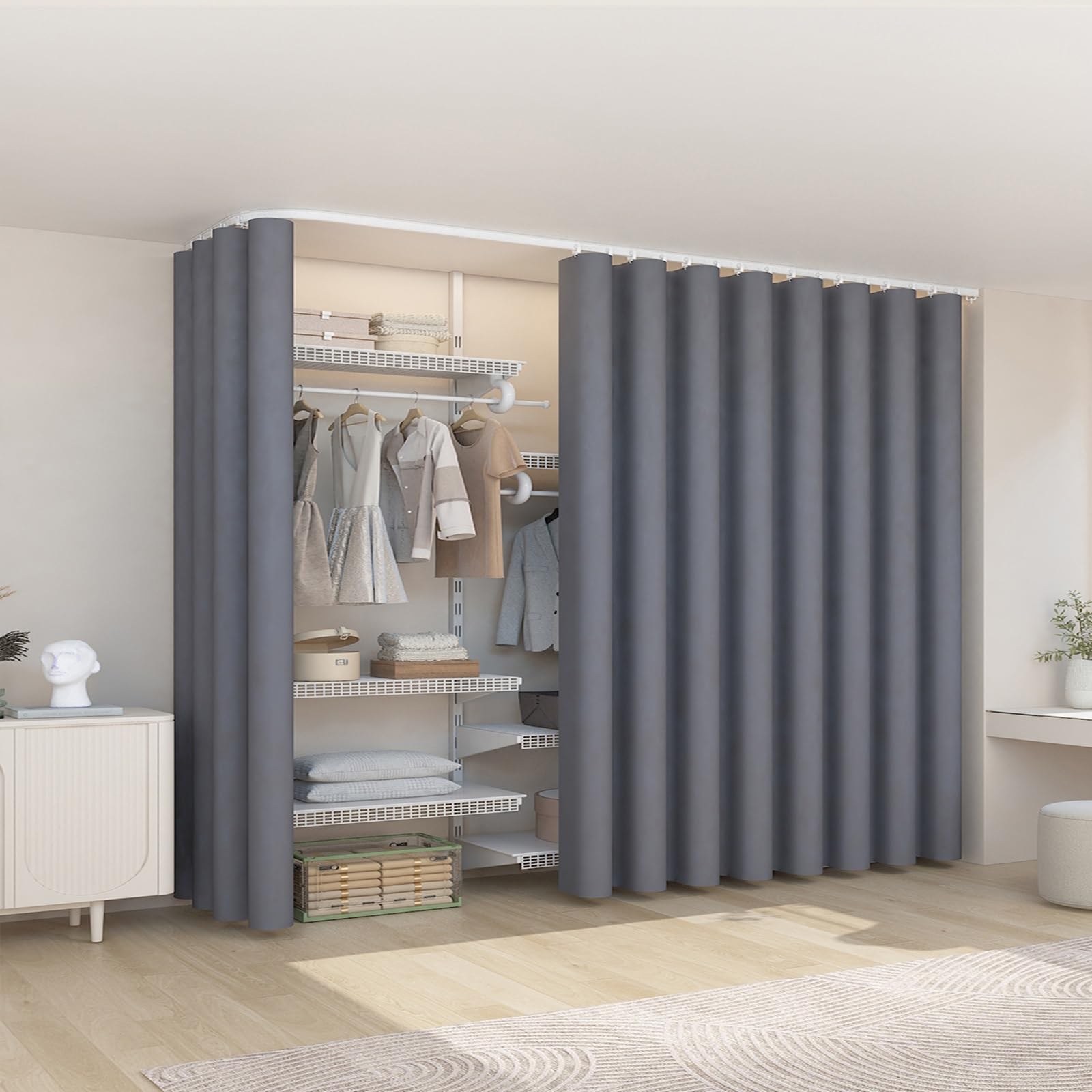 Étagère anti-poussière 100x200cm avec rideaux plissés réglables