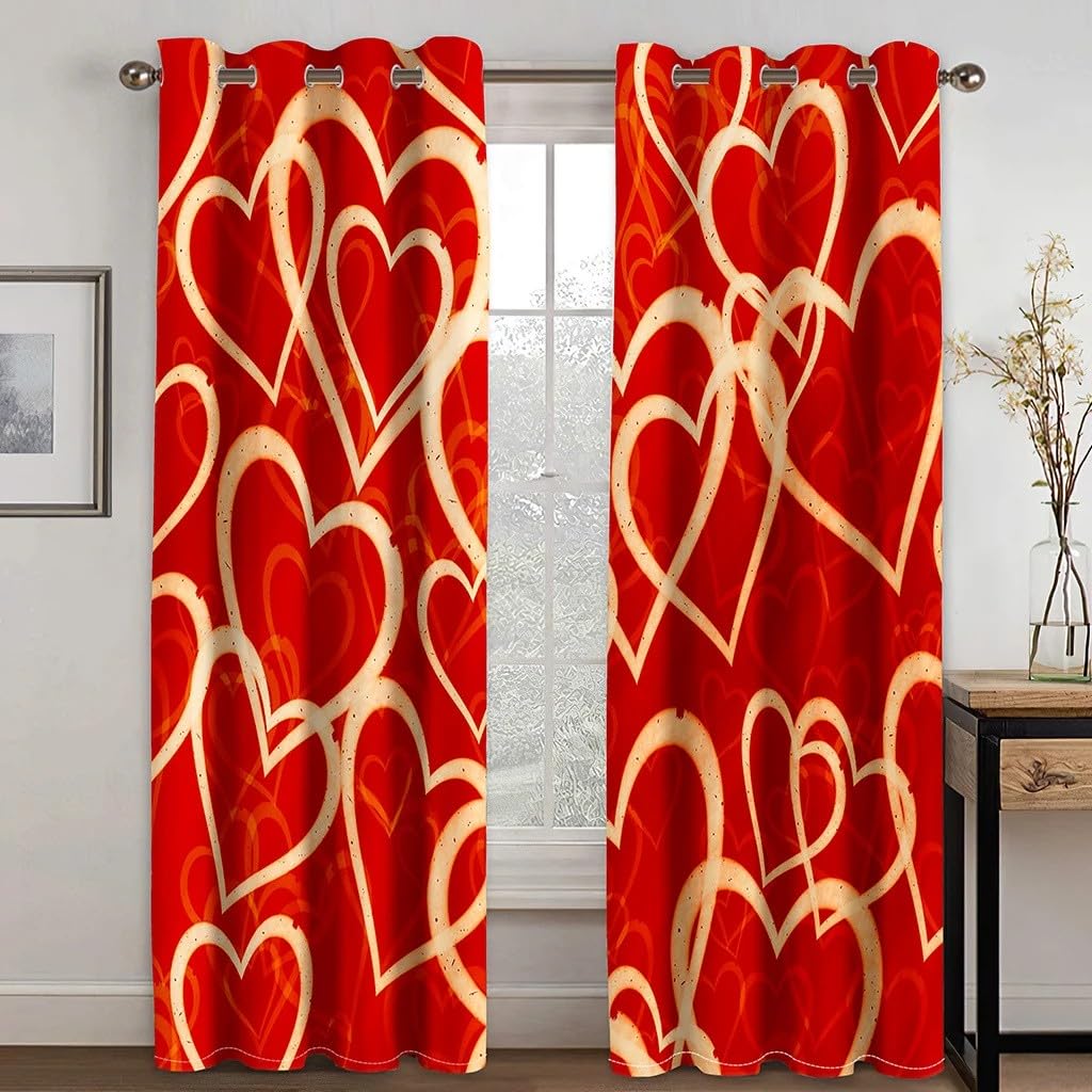 Amazon｜愛カーテン ドレープ 2枚組赤3Dパターン グロメット 断熱遮光