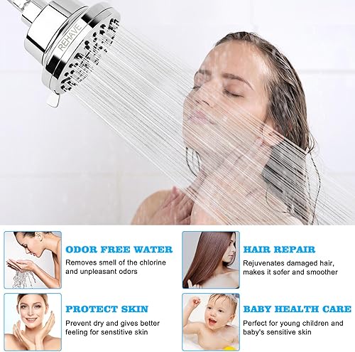 Miniatura 7 de REHAVE Cabezal de ducha filtrado, cabezal de ducha de alta presión con filtro para agua dura, cabezal de ducha de lluvia, cabezal de ducha