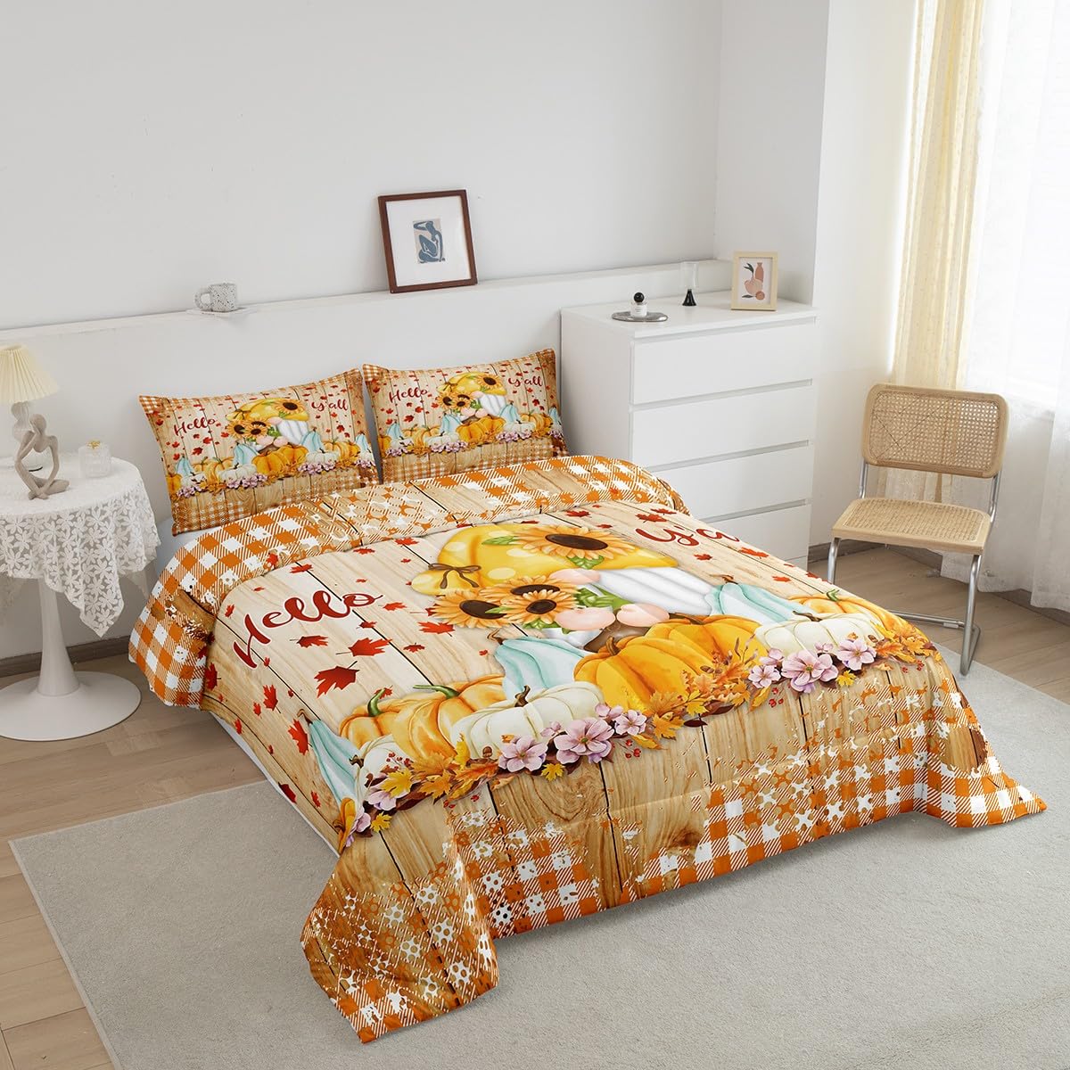 Copripiumino Con Scoiattolo, Autunno E Ringraziamento, Morbida Microfibra, 3 Pezzi (King/Matrimoniale/Completo/Singolo) - 2