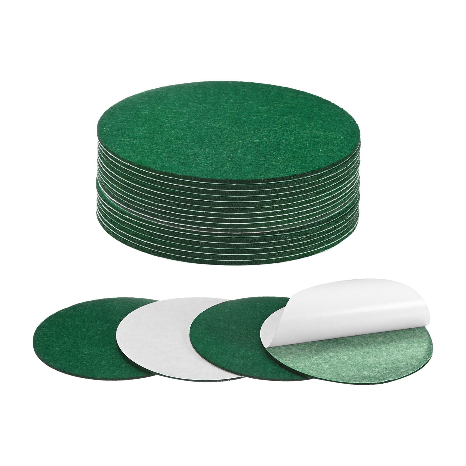 M METERXITY 20-Pack Lamp Base Felt, 5 Inch Dia. 2mm Thick Self Adhesive Round Fabric Felt Pads for Lamp/Furniture/DIY, Non-Slip Fiber Backed Patch Circles with Adhesive Backing [Green]