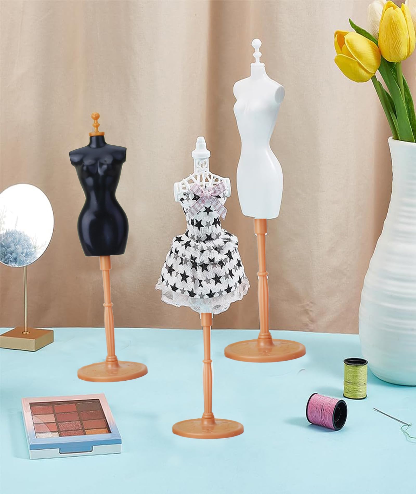 2 Pcs Mannequin, Simple Mannequin Doll Elegant Dress Stands Dress Form Mannequins Display Stand for Black*1 White*1 Suitable for Displaying Dolls Clothes - Image 4 thumbnail